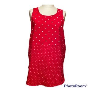 FADED GLORY plussize red/white polkadot top keyhole button neck & back pleat XXL
